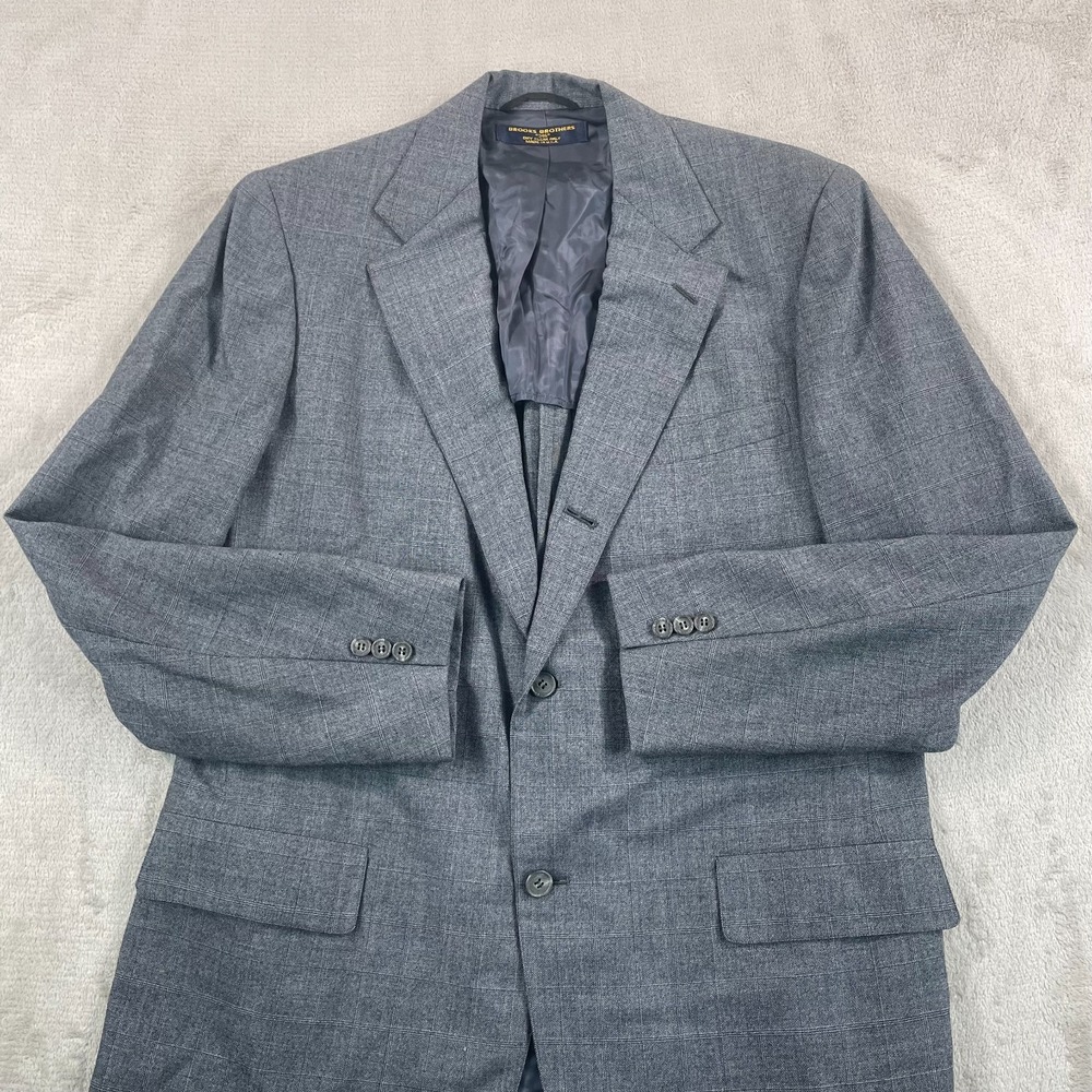 VTG Brooks Brothers Blazer Sports Coat Men 41 Grey Check Wool Unstructured USA